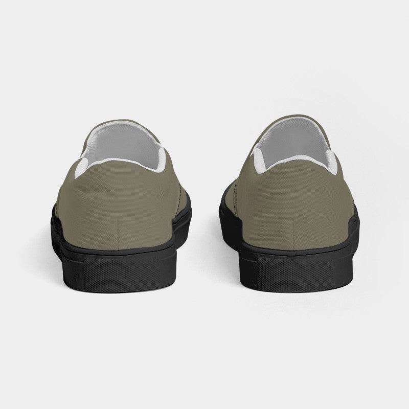 Medium Neutral Yellow Men's Slip-On Canvas Sneakers (Y-NE-ME) - Back