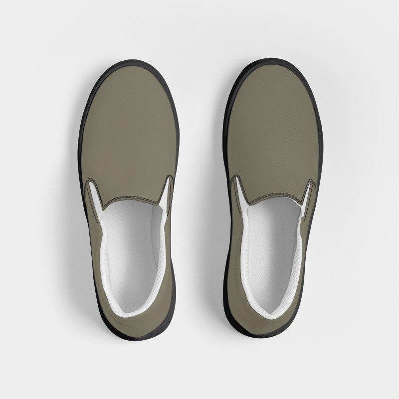 Medium Neutral Yellow Men's Slip-On Canvas Sneakers (Y-NE-ME) - Top