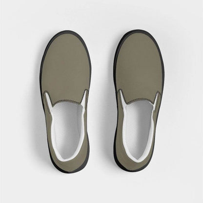 Medium Neutral Yellow Men's Slip-On Canvas Sneakers (Y-NE-ME) - Top