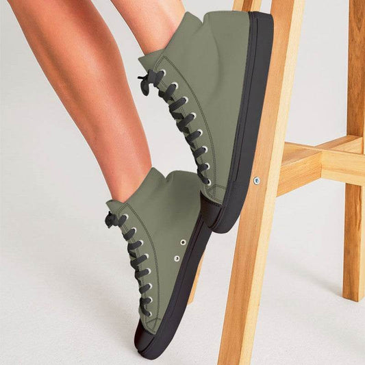 Medium Neutral Yellow Women's High-Top Canvas Sneakers (LY2-NE-ME) - Woman CloseUp