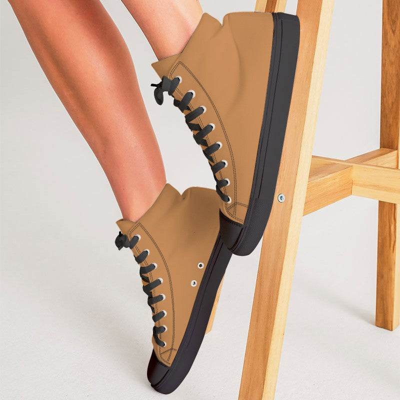 Medium Orange Women's High-Top Canvas Sneakers (O-ME-ME) - Woman CloseUp