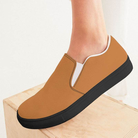 Medium Orange Women's Slip-On Canvas Sneakers (O-ME-ME) - Woman CloseUp