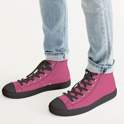 Medium Pink Men's High-Top Canvas Sneakers (PI-ME-ME) - Man CloseUp