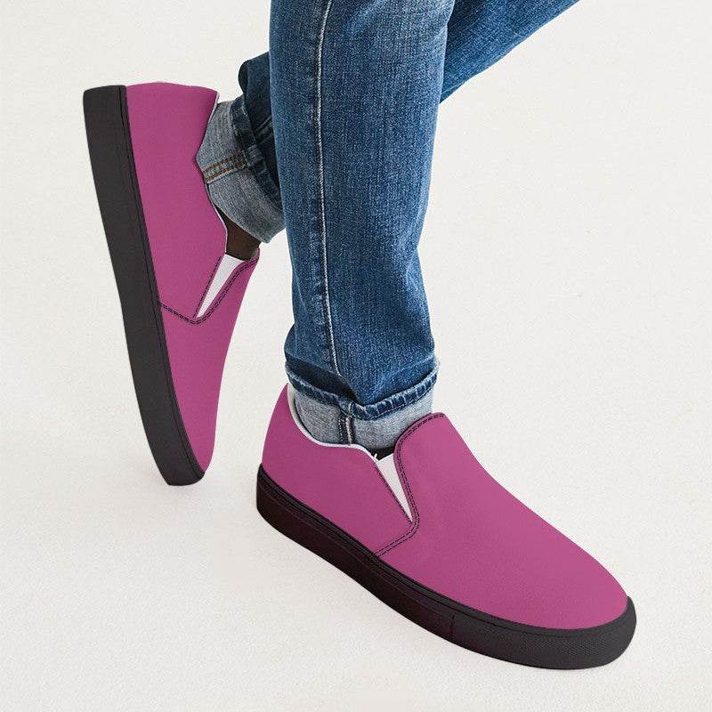 Medium Pink Men's Slip-On Canvas Sneakers (PIM1-ME-ME) - Man CloseUp