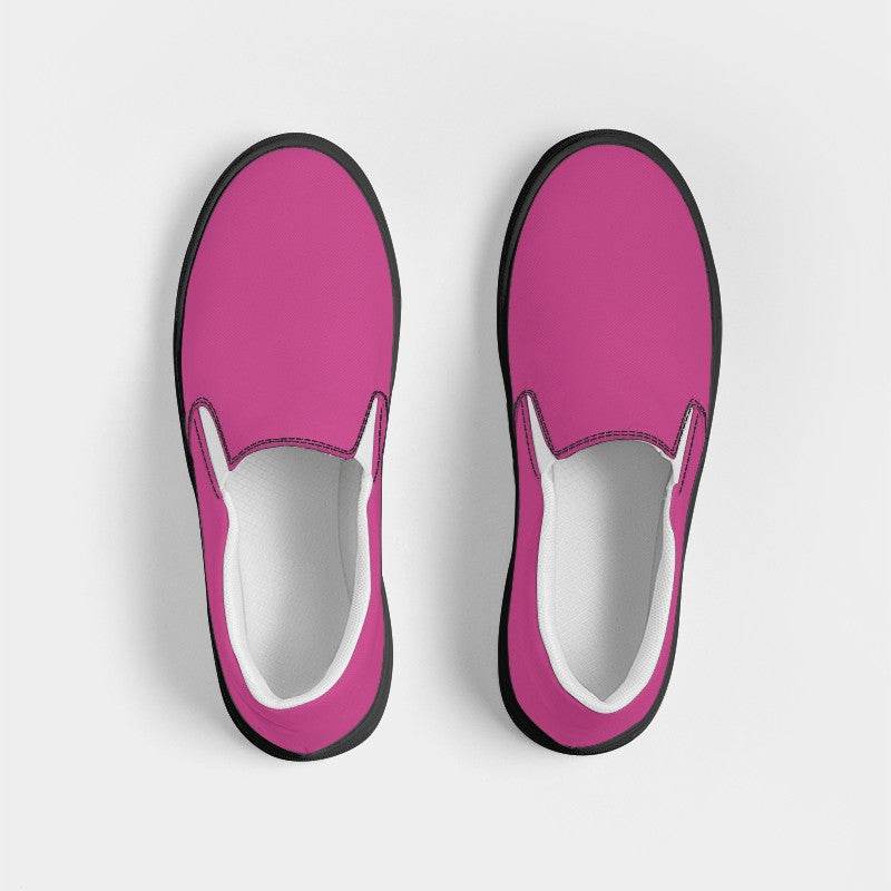 Medium Pink Men's Slip-On Canvas Sneakers (PIM1-ME-ME) - Top