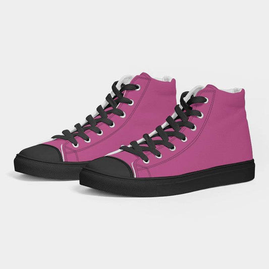 Medium Pink Women's High-Top Canvas Sneakers (PIM1-ME-ME) - Side 3
