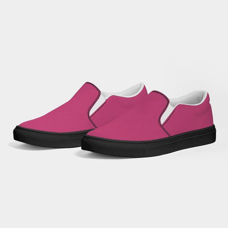 Medium Pink Women's Slip-On Canvas Sneakers (PI-ME-ME) - Side 3