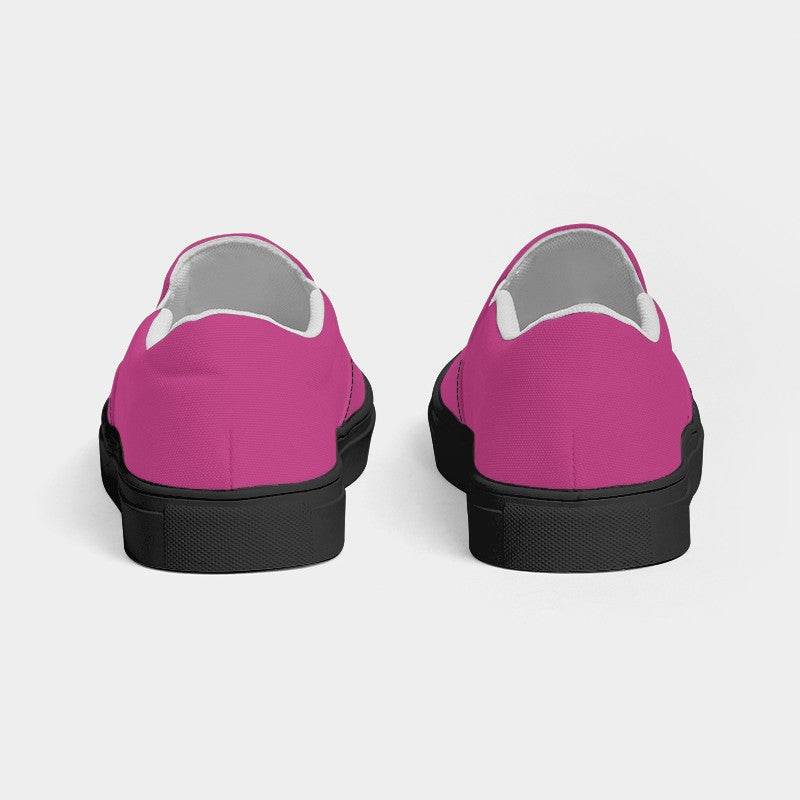 Medium Pink Women's Slip-On Canvas Sneakers (PIM1-ME-ME) - Back