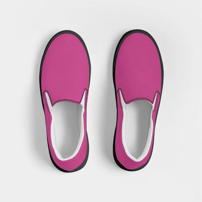 Medium Pink Women's Slip-On Canvas Sneakers (PIM1-ME-ME) - Top
