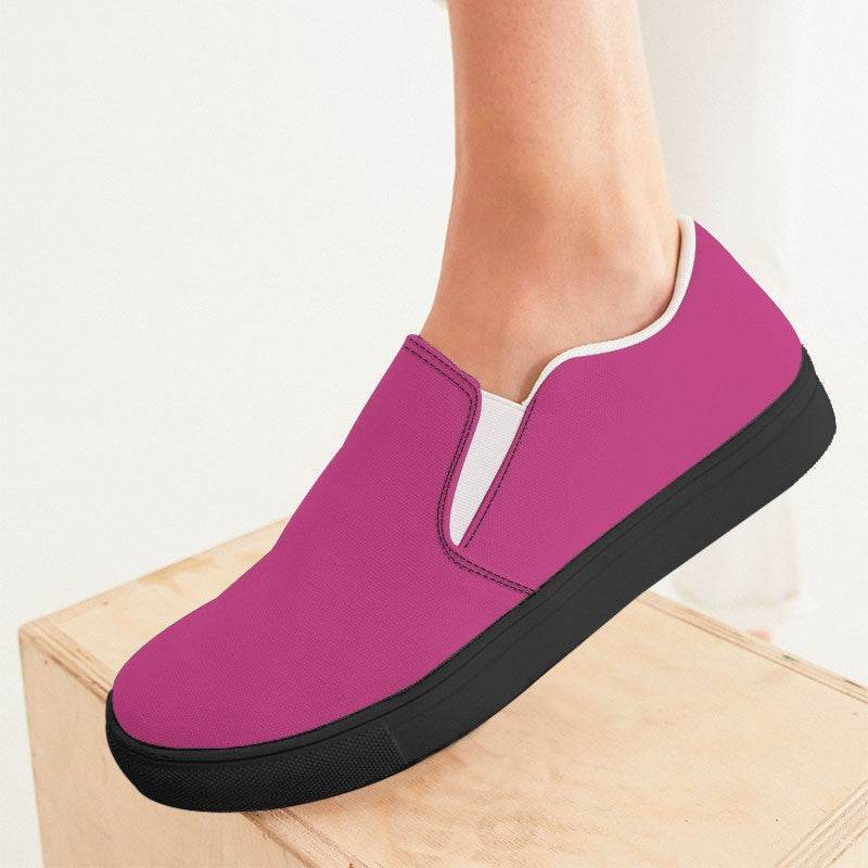 Medium Pink Women's Slip-On Canvas Sneakers (PIM1-ME-ME) - Woman CloseUp