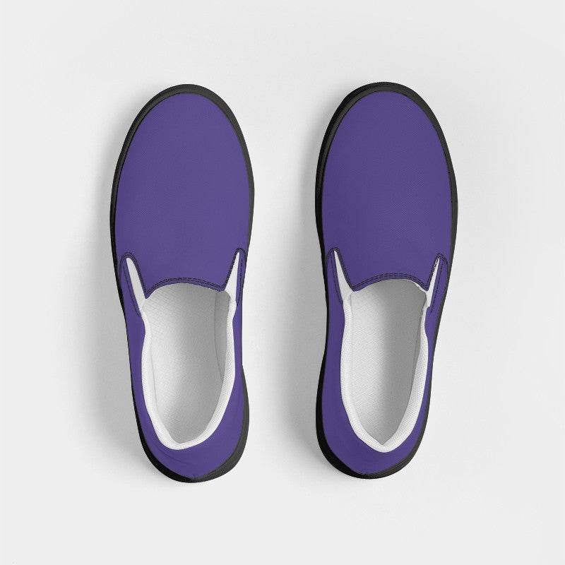 Medium Purple Women's Slip-On Canvas Sneakers (PUI1-ME-ME) - Top