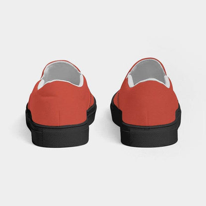 Medium Red Men's Slip-On Canvas Sneakers (R-ME-ME) - Back