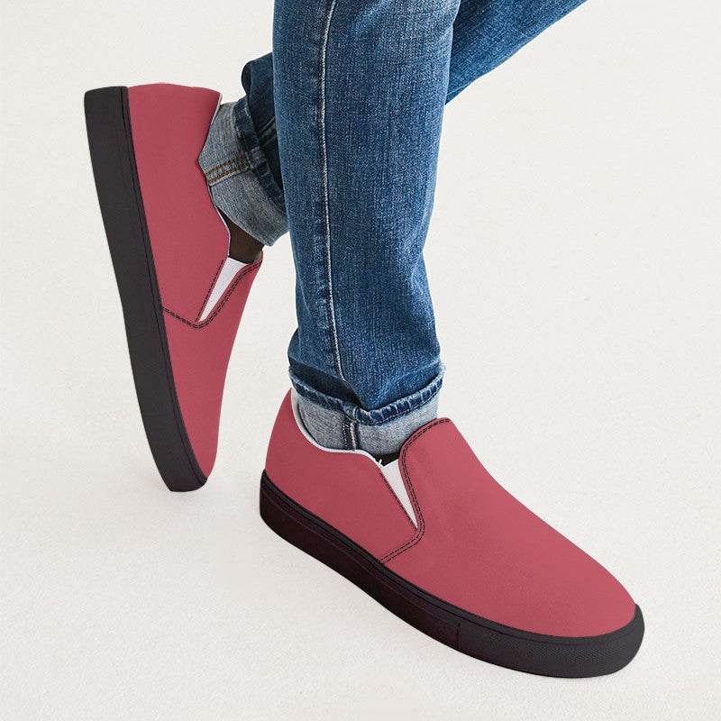 Medium Red Men's Slip-On Canvas Sneakers (RPI2-ME-ME) - Man CloseUp