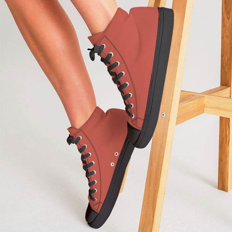 Medium Red Women's High-Top Canvas Sneakers (R-ME-ME) - Woman CloseUp