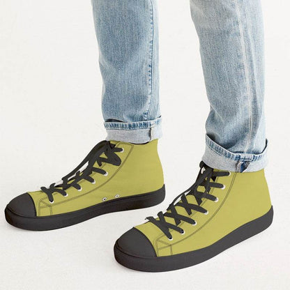 Medium Yellow Men's High-Top Canvas Sneakers (LY2-ME-ME) - Man CloseUp