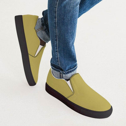 Medium Yellow Men's Slip-On Canvas Sneakers (LY3-ME-ME) - Man CloseUp