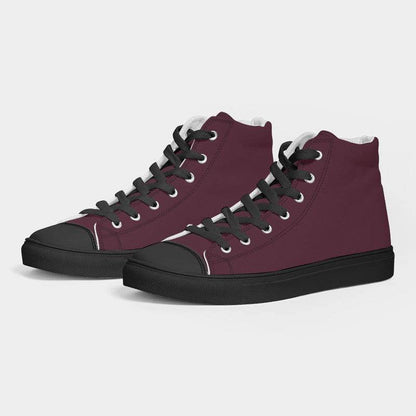 Merlot Men's High-Top Canvas Sneakers (PI-FM-DA) - Side 3