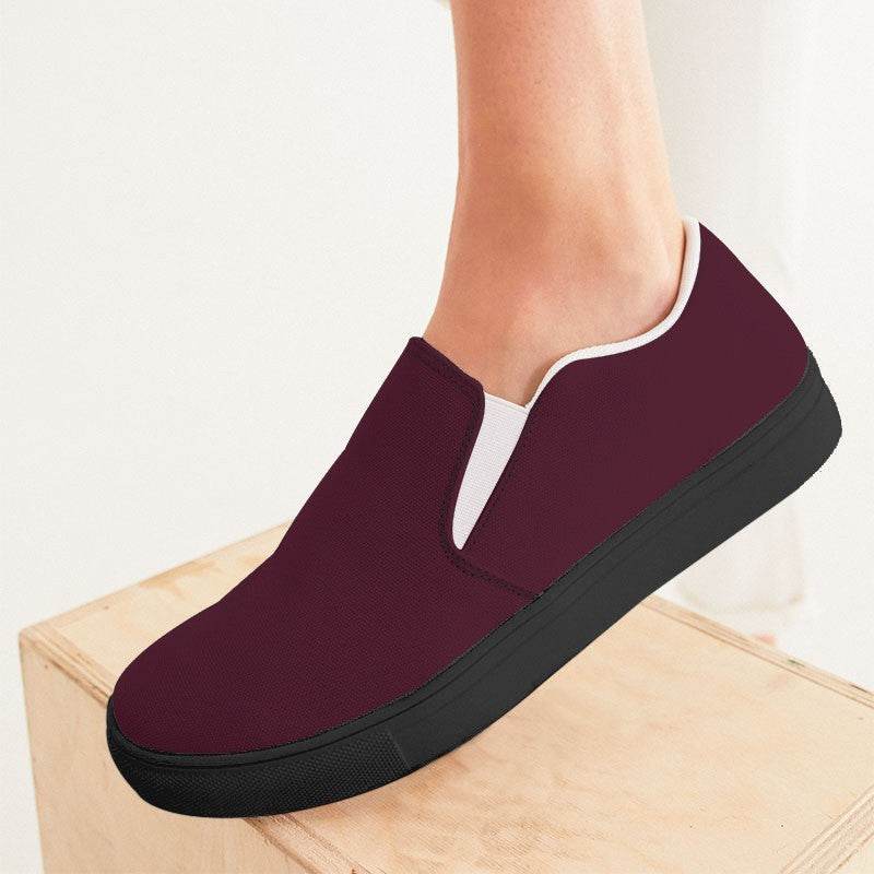 Merlot Women's Slip-On Canvas Sneakers (PI-FM-DA) - Woman CloseUp