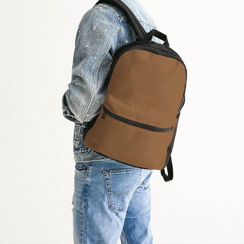 Metallic Bronze Canvas Backpack (O-MU-MD) - Man Back CloseUp
