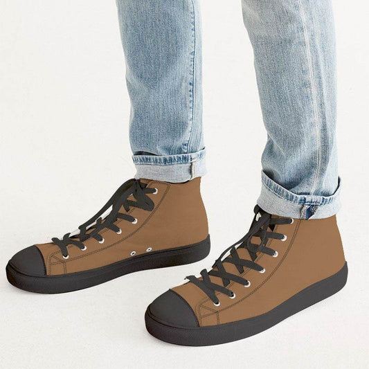 Metallic Bronze Men's High-Top Canvas Sneakers (O-MU-MD) - Man CloseUp
