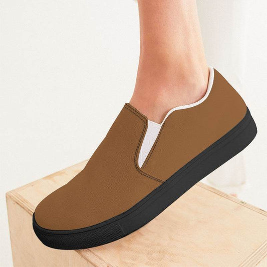 Metallic Bronze Women's Slip-On Canvas Sneakers (O-MU-MD) - Woman CloseUp