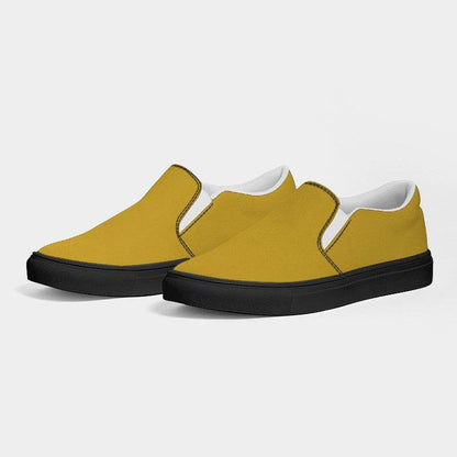 Metallic Gold Men's Slip-On Canvas Sneakers (Y-CL-DE) - Side 3