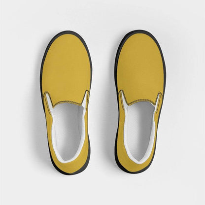 Metallic Gold Women's Slip-On Canvas Sneakers (Y-CL-DE) - Top