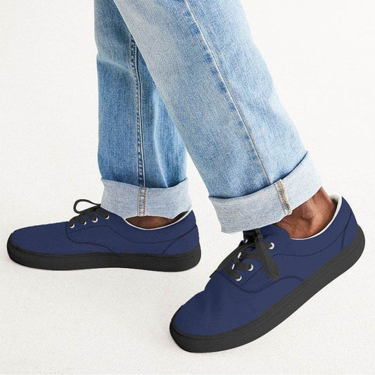 Midnight Blue Men's Canvas Sneakers (I-MU-DA) - Man CloseUp