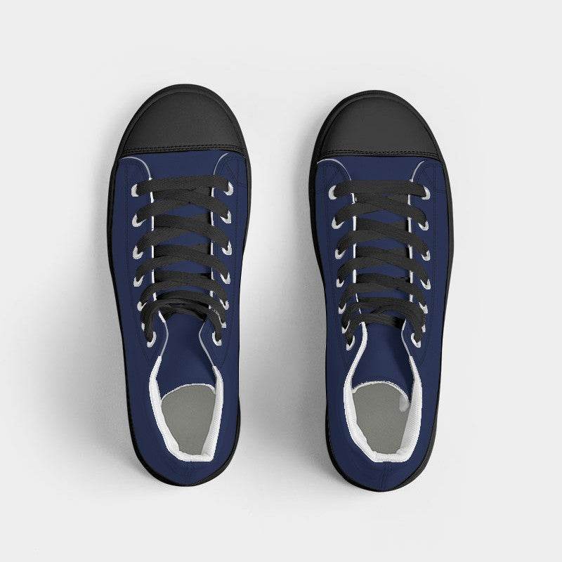 Midnight Blue Women's High-Top Canvas Sneakers (I-MU-DA) - Top