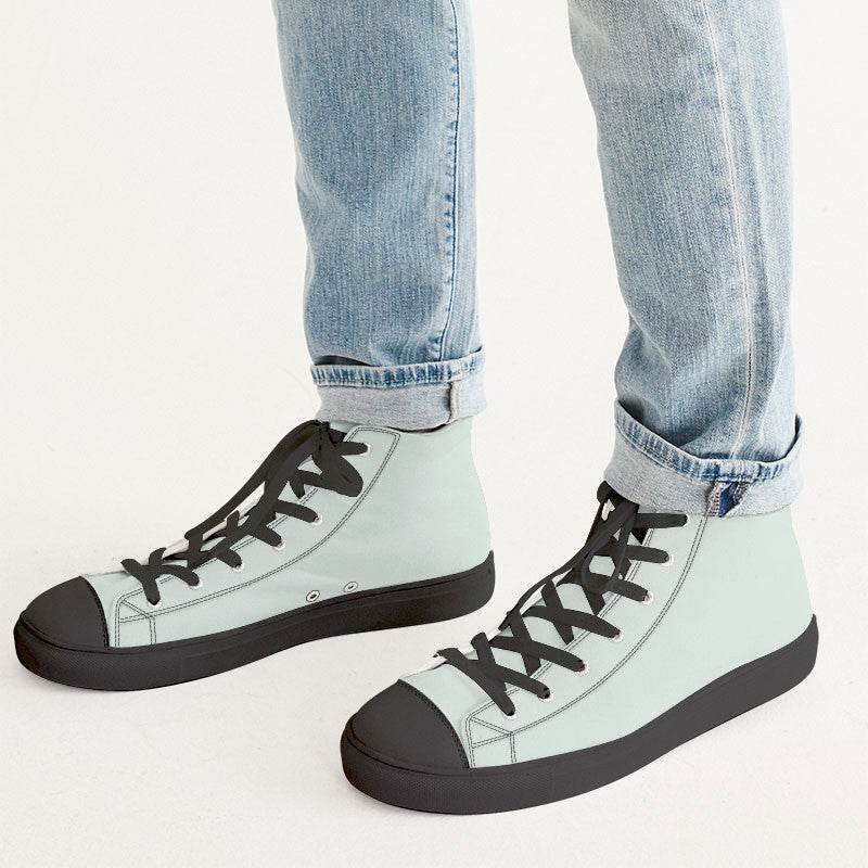 Mint Cream Men's High-Top Canvas Sneakers (BGG2-NE-LI) - Man CloseUp
