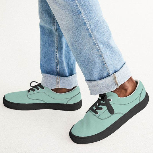 Mint Green Men's Canvas Sneakers (BG-MU-LI) - Man CloseUp