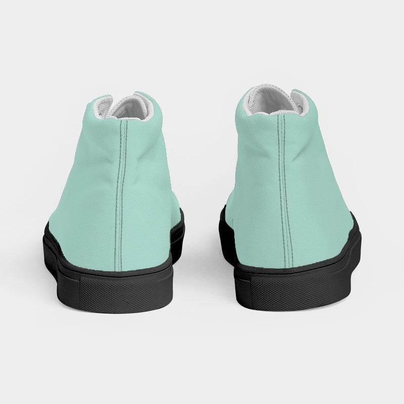 Mint Green Men's High-Top Canvas Sneakers (BG-MU-LI) - Back