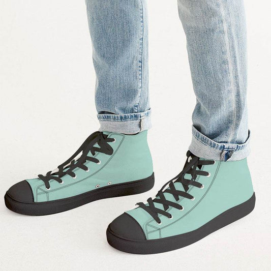 Mint Green Men's High-Top Canvas Sneakers (BG-MU-LI) - Man CloseUp