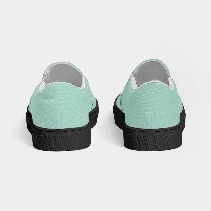 Mint Green Men's Slip-On Canvas Sneakers (BG-MU-LI) - Back