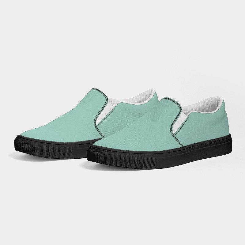 Mint Green Men's Slip-On Canvas Sneakers (BG-MU-LI) - Side 3