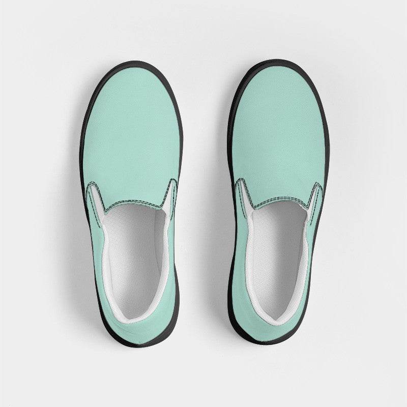 Mint Green Men's Slip-On Canvas Sneakers (BG-MU-LI) - Top