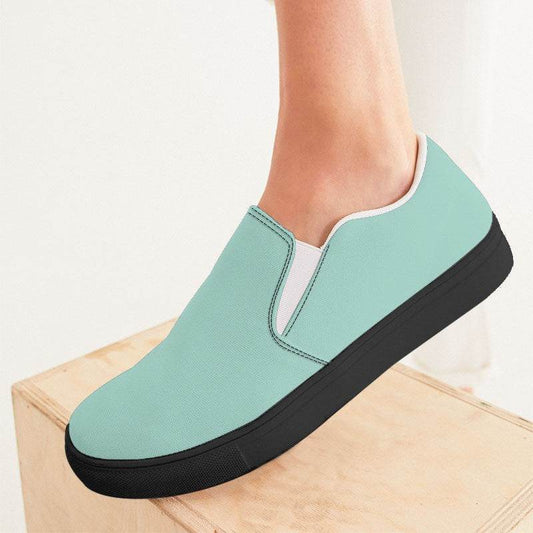 Mint Green Women's Slip-On Canvas Sneakers (BG-MU-LI) - Woman CloseUp