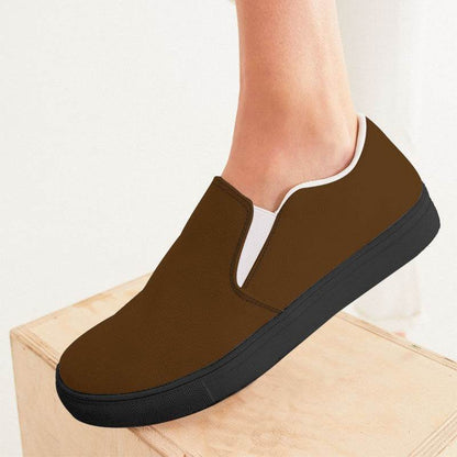 Mocha Women's Slip-On Canvas Sneakers (O-MU-DE) - Woman CloseUp