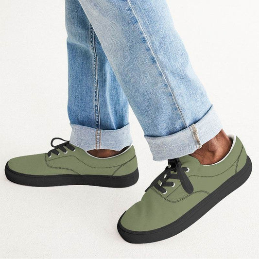 Moss Green Men's Canvas Sneakers (L-FM-ME) - Man CloseUp