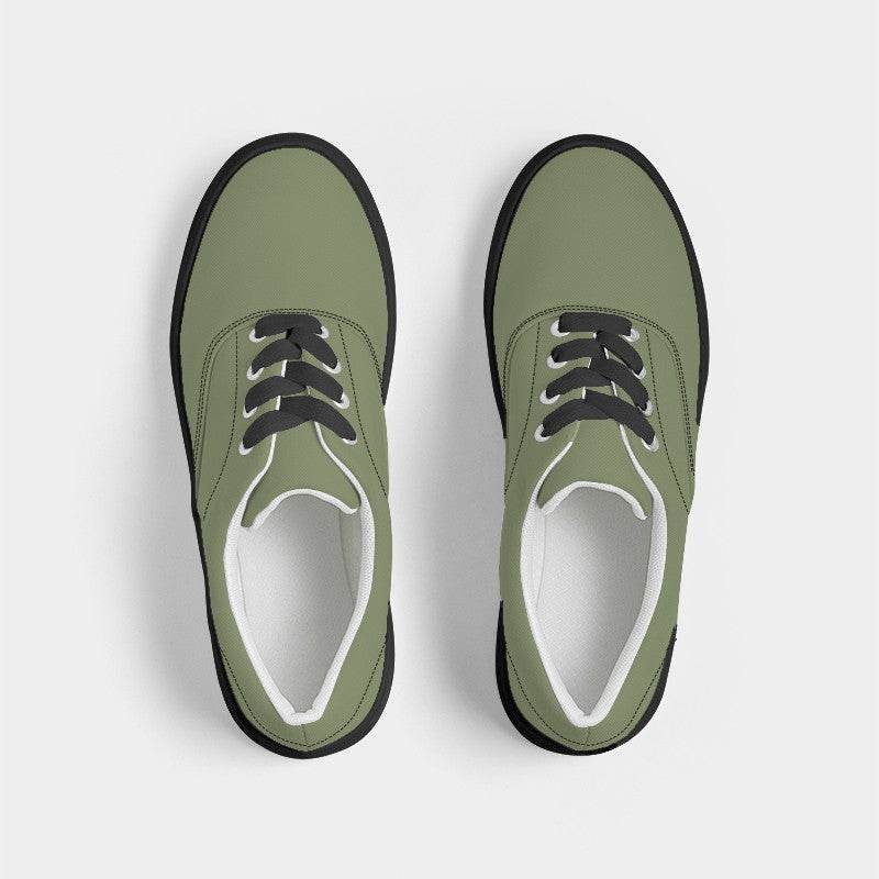 Moss Green Men's Canvas Sneakers (L-FM-ME) - Top