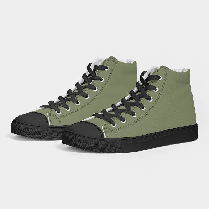 Moss Green Men's High-Top Canvas Sneakers (L-FM-ME) - Side 3