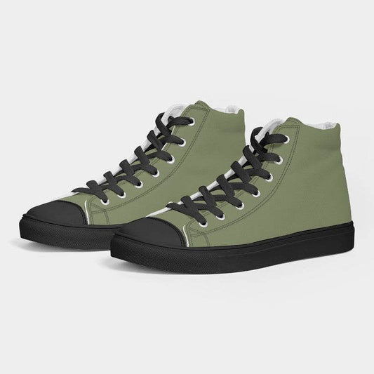 Moss Green Men's High-Top Canvas Sneakers (L-FM-ME) - Side 3