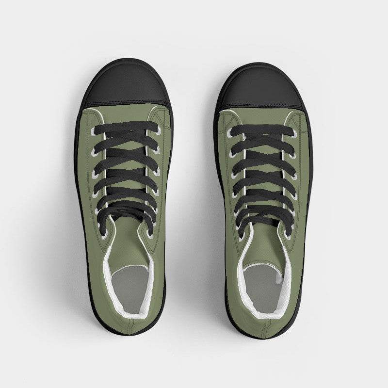 Moss Green Men's High-Top Canvas Sneakers (L-FM-ME) - Top