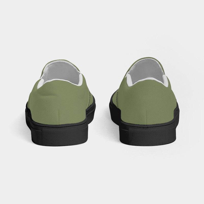 Moss Green Women's Slip-On Canvas Sneakers (L-FM-ME) - Back