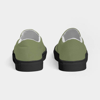 Moss Green Women's Slip-On Canvas Sneakers (L-FM-ME) - Back