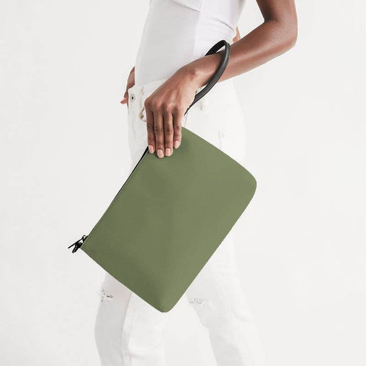 Moss Green Zip Pouch (L-FM-ME) - Side Holding
