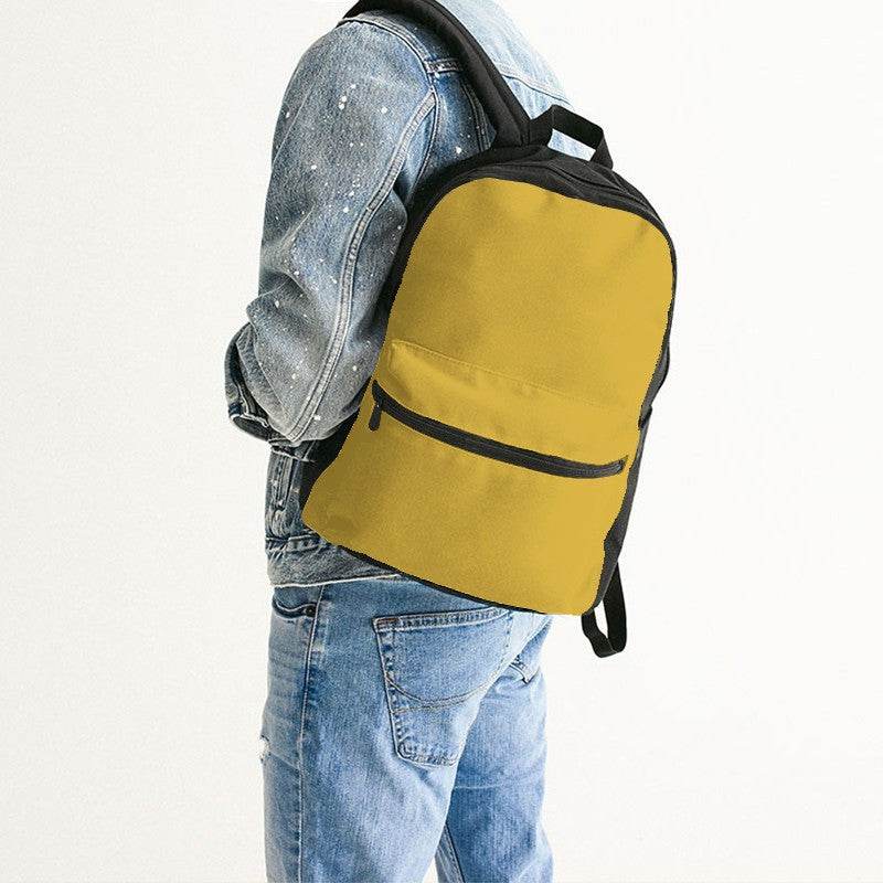 Mustard Canvas Backpack (Y-CL-ME) - Man Back CloseUp