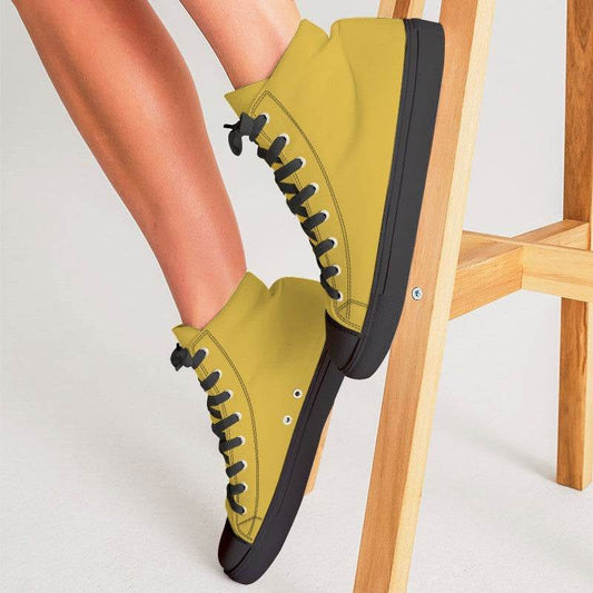 Mustard Women's High-Top Canvas Sneakers (Y-CL-ME) - Woman CloseUp