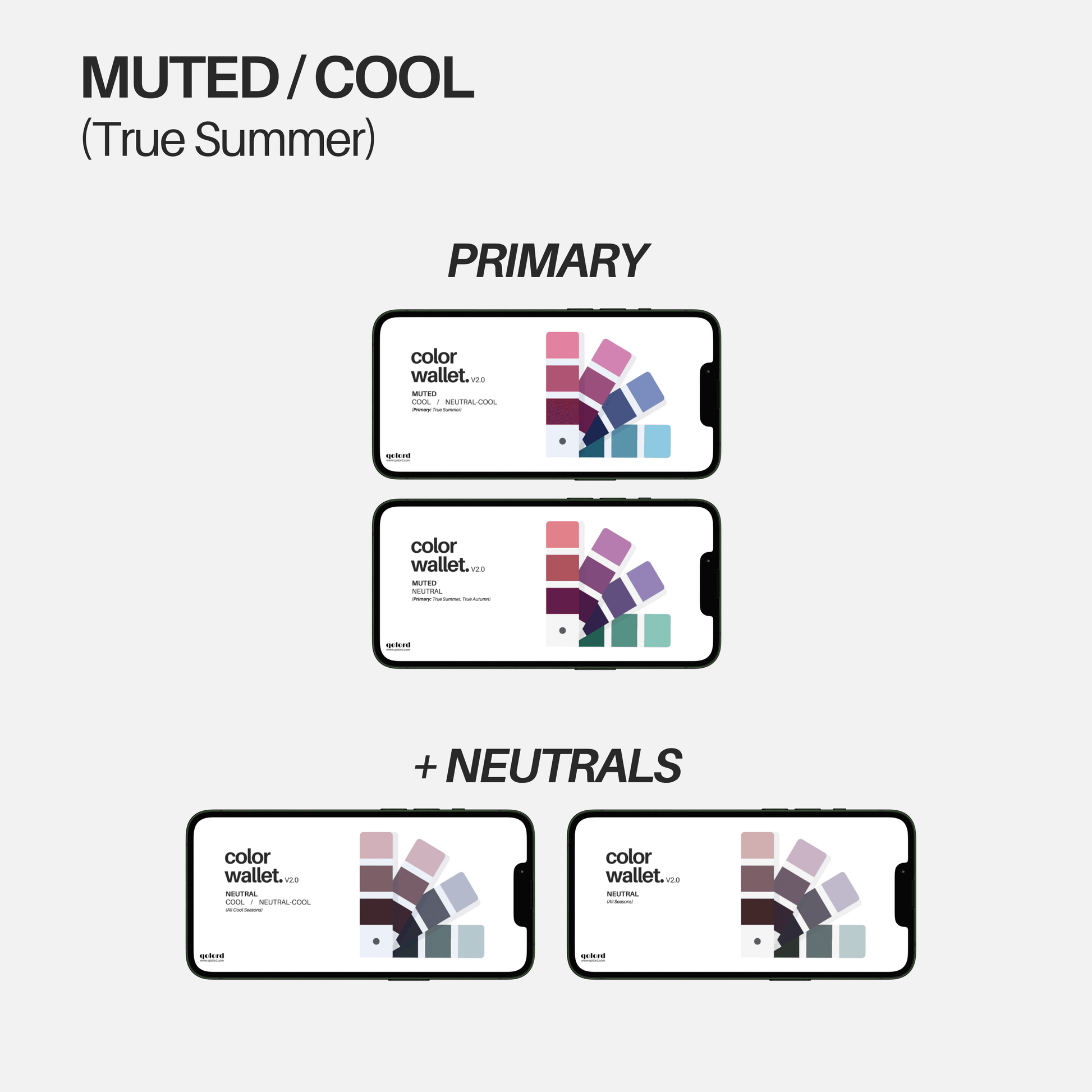 Muted & Cool | Bundle of 4 Digital Color Wallets | True Summer - Qolord