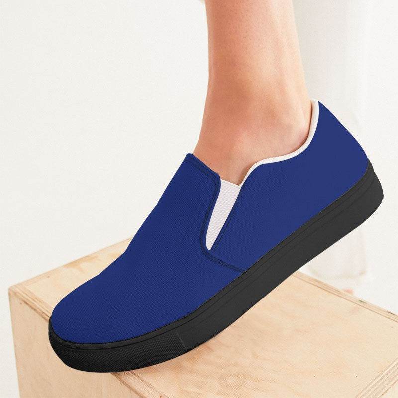 Navy Women's Slip-On Canvas Sneakers (I-CL-DE) - Woman CloseUp